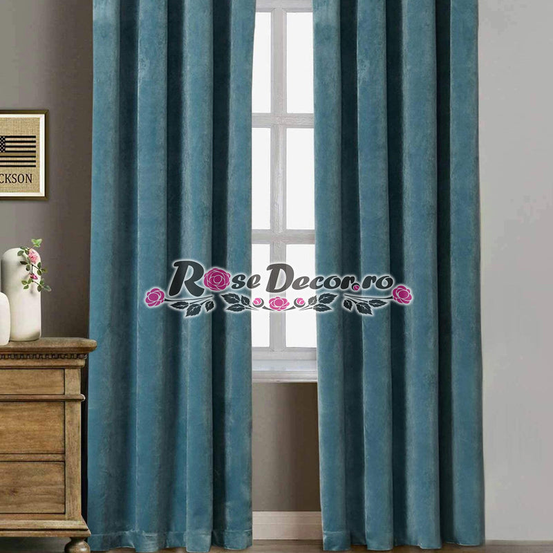 Draperie Catifea Uni Albastru - Turcoaz