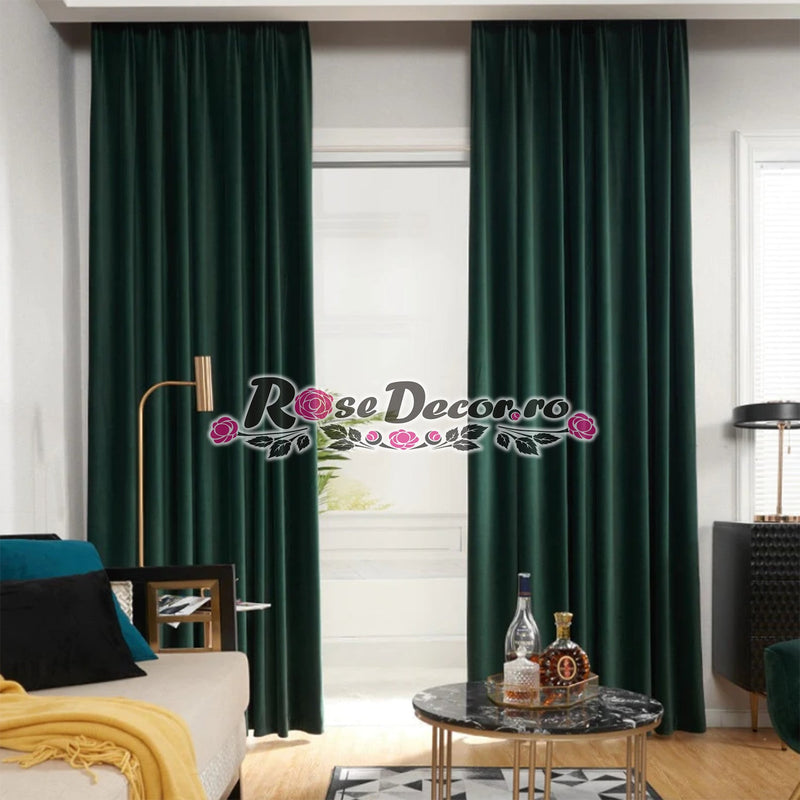 Draperie Blackout Uni Mat Verde-Inchis