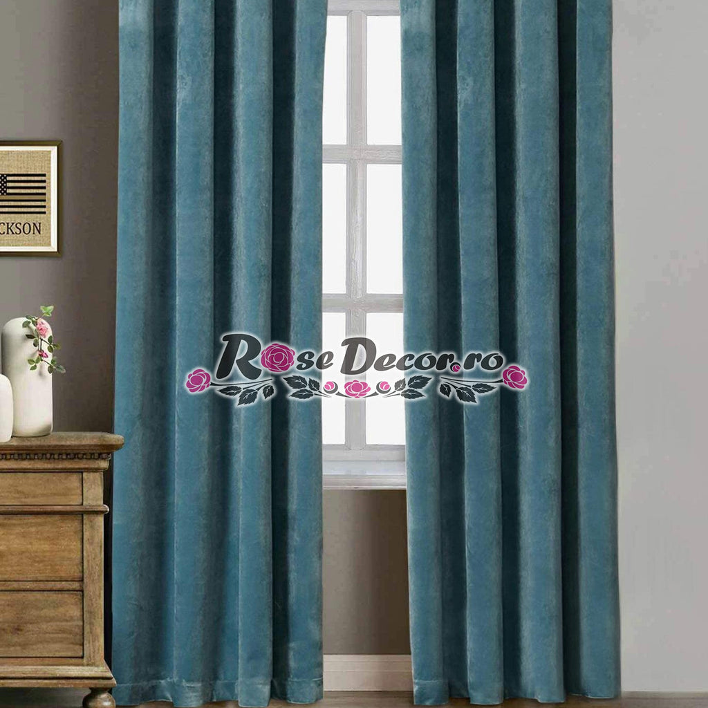 Draperie Catifea Uni Albastru - Turcoaz