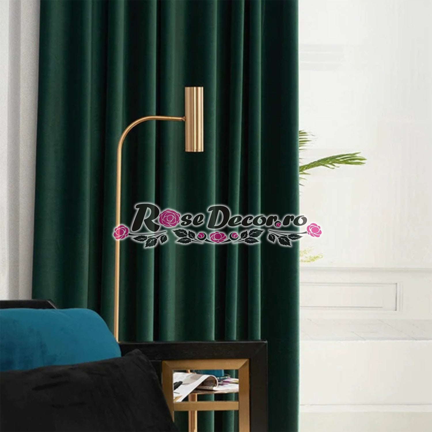 Draperie Blackout Uni Mat Verde-Inchis