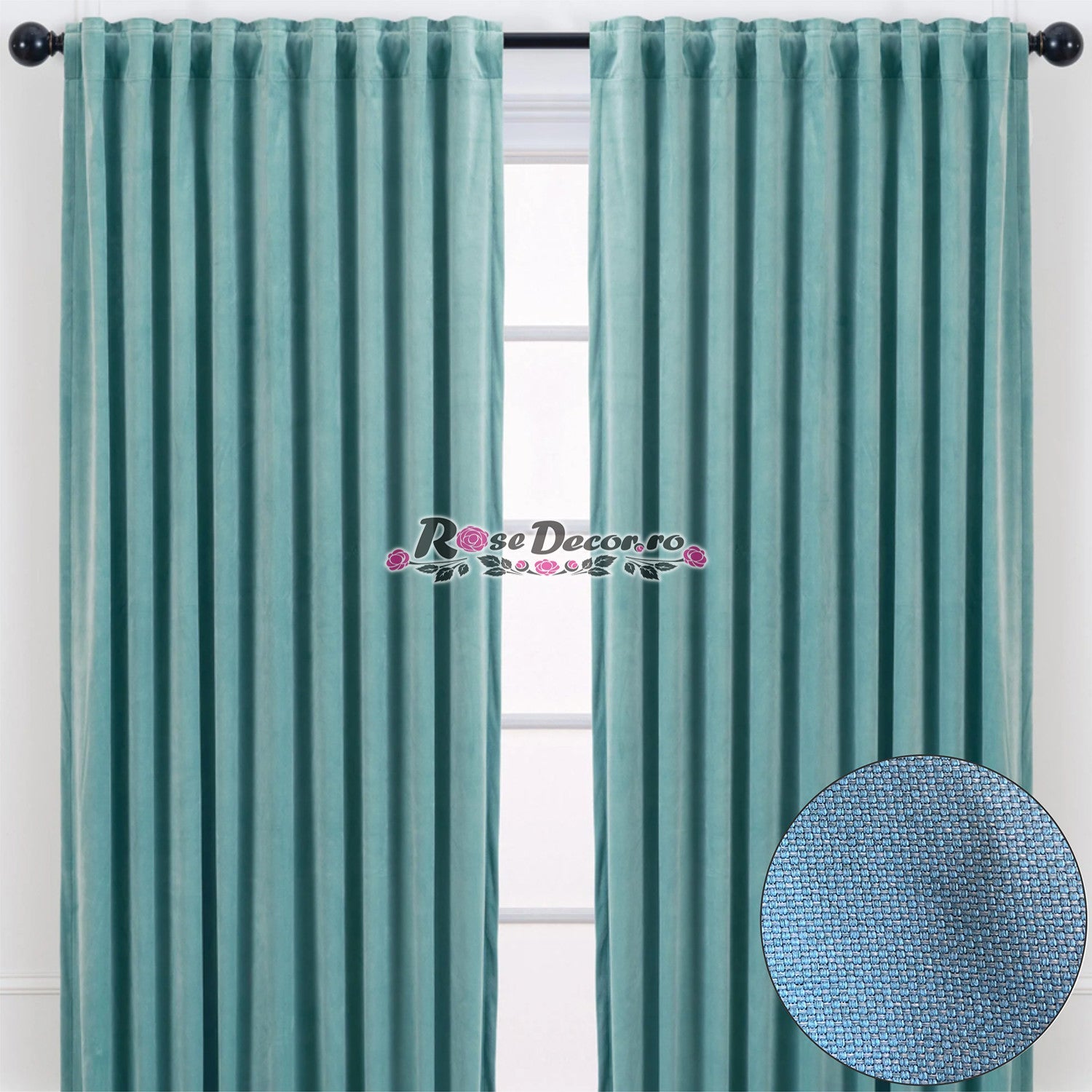 Draperie Blackout Rustic SiRi Bleo-Turcoaz