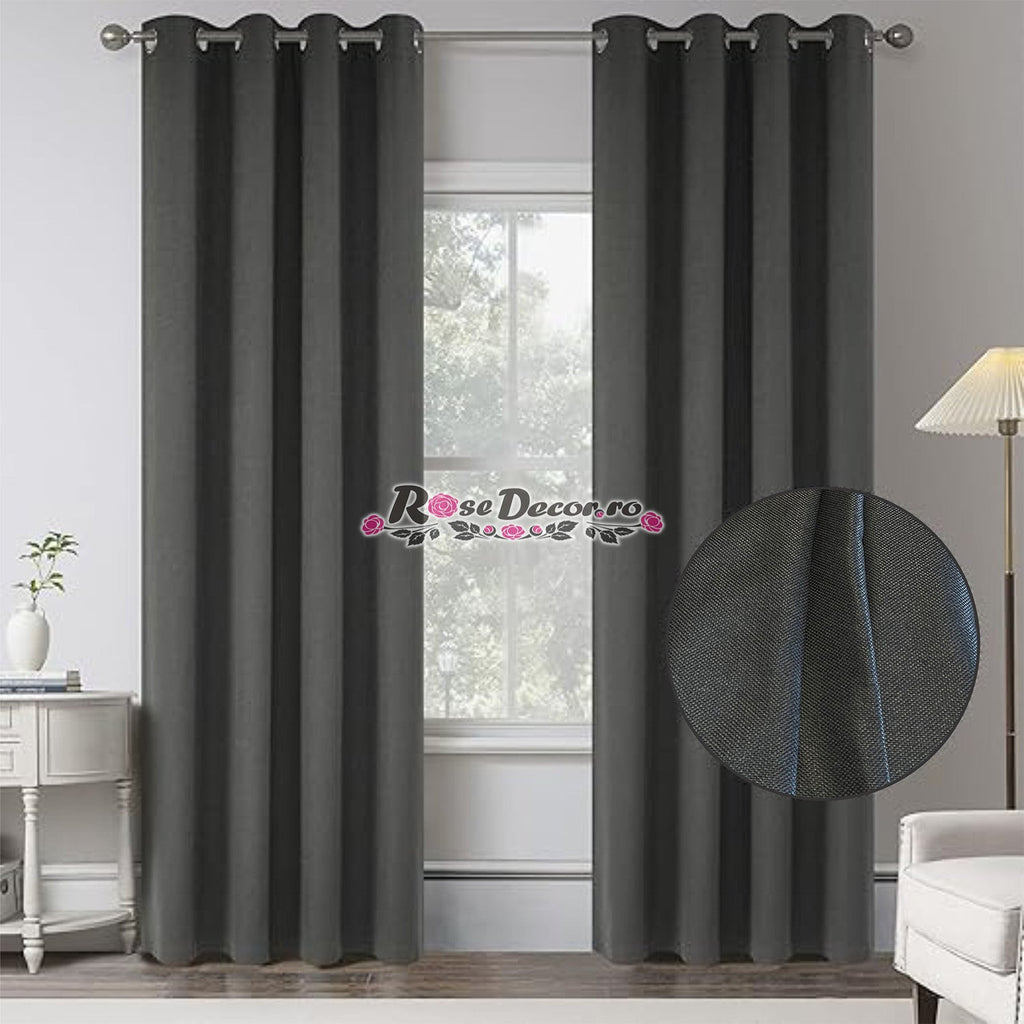 Draperie Blackout Rustic SiRi Gri-Inchis