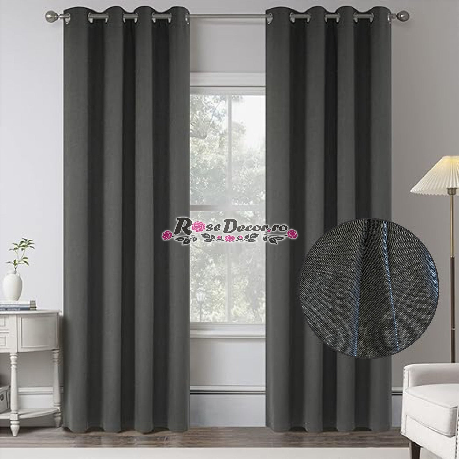 Draperie Blackout Rustic SiRi Gri-Inchis