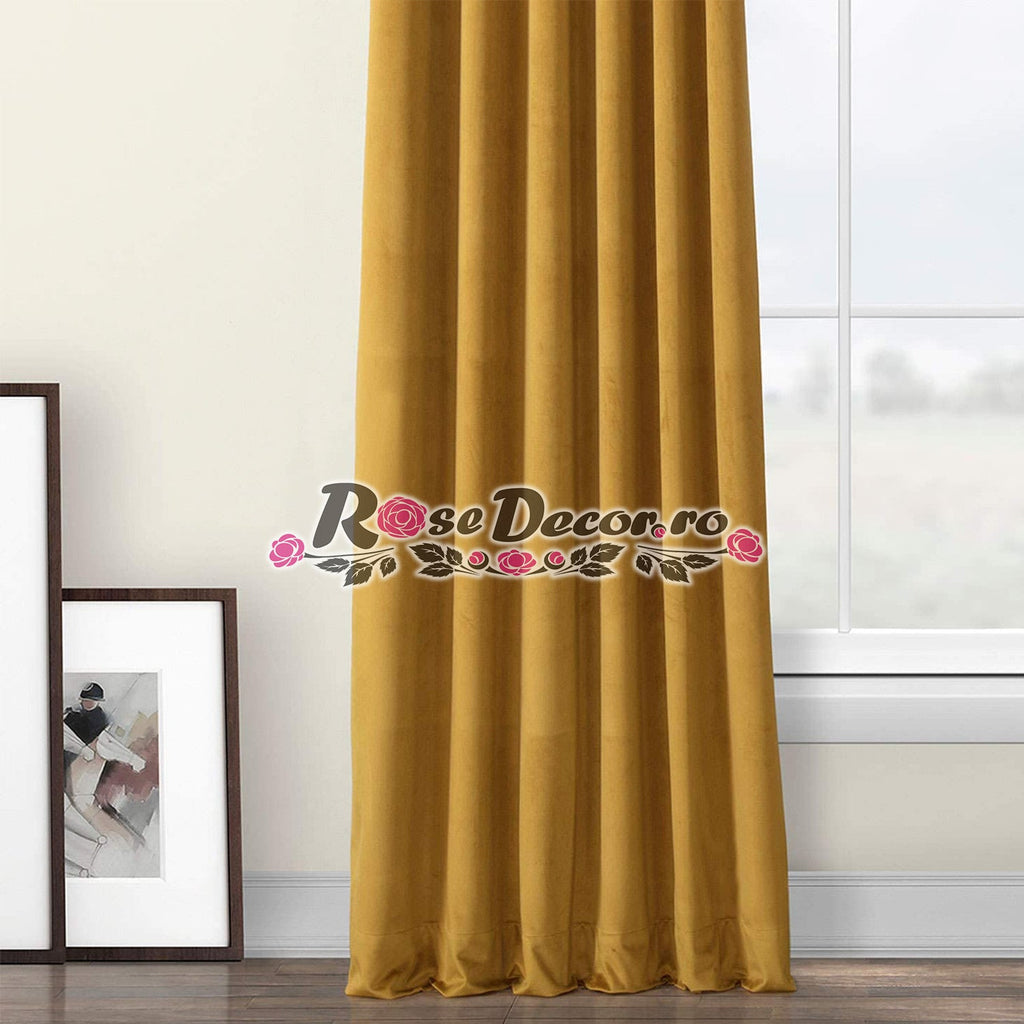 Draperie Catifea Uni Galben - Mustar