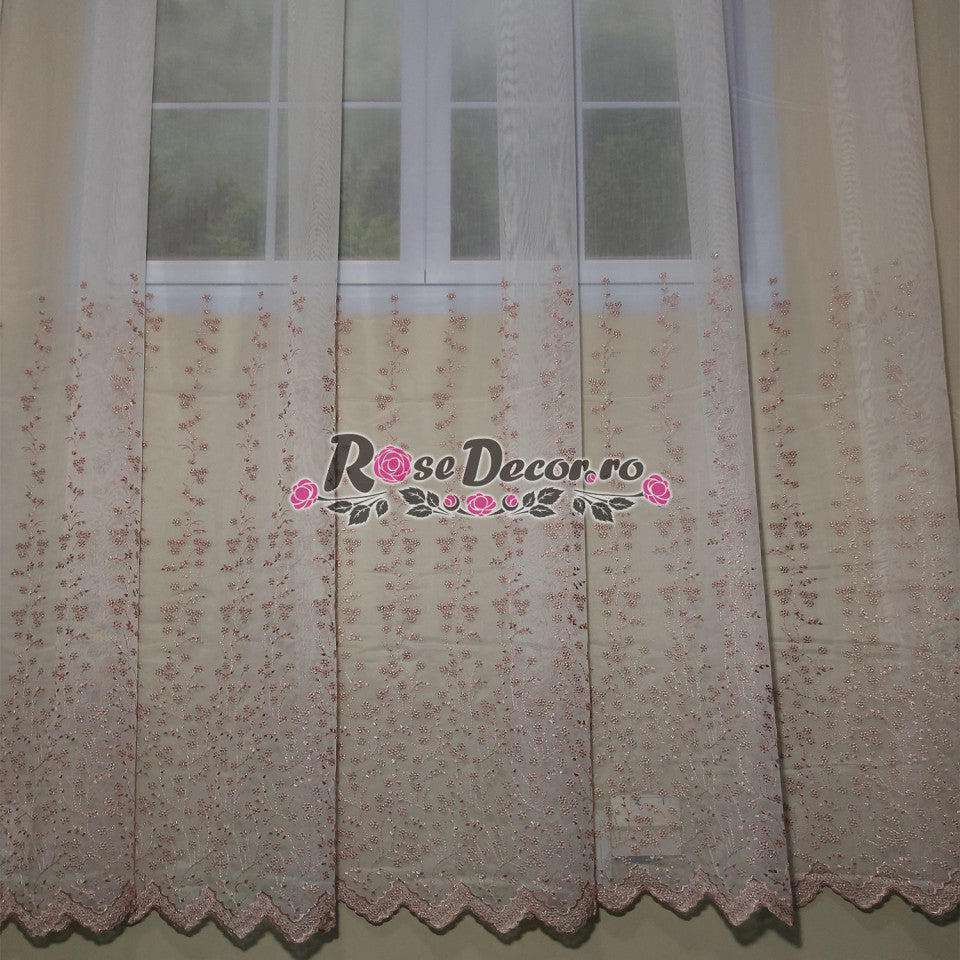 Perdea Broderie TUL DELUXE 03 (ROZ)